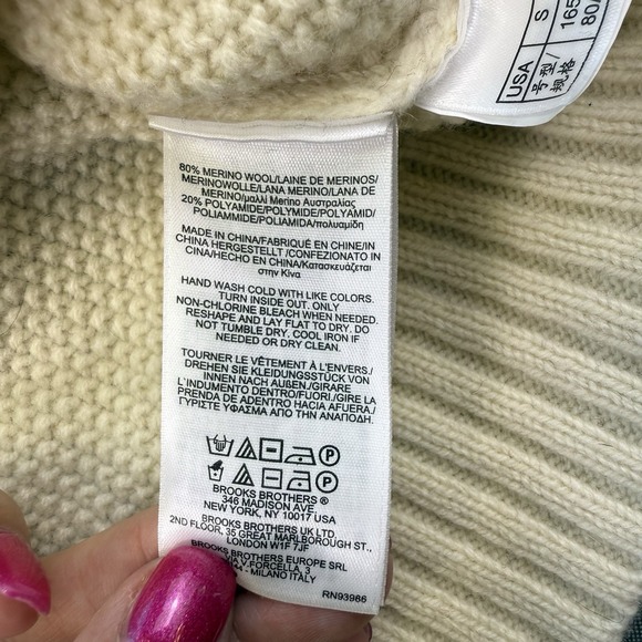 Brooks Brothers‎ Cardigan Wool Blend Women's Sweater Ivory Black Burgundy Size S - Picture 5 of 8